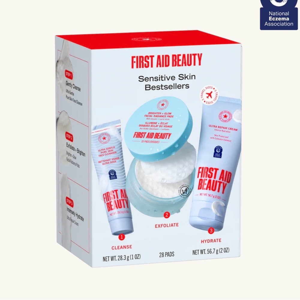 First Aid Beauty Skincare Trio Kit - White, Red & Light Blue